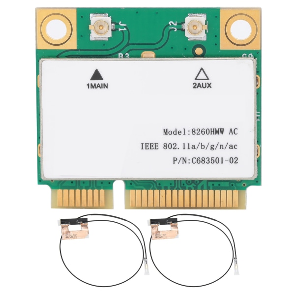 Trådløst nettverkskort 2.4G/5G Gigabit Dual Band 8260HMW 802.11AC Mini PCIE BT4.2 2 Antenne