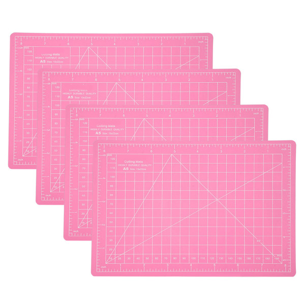 4 stk Skæremåtte A5 Pink PVC Model Cut Pad Craft Paper Carving Gravering Skala Board