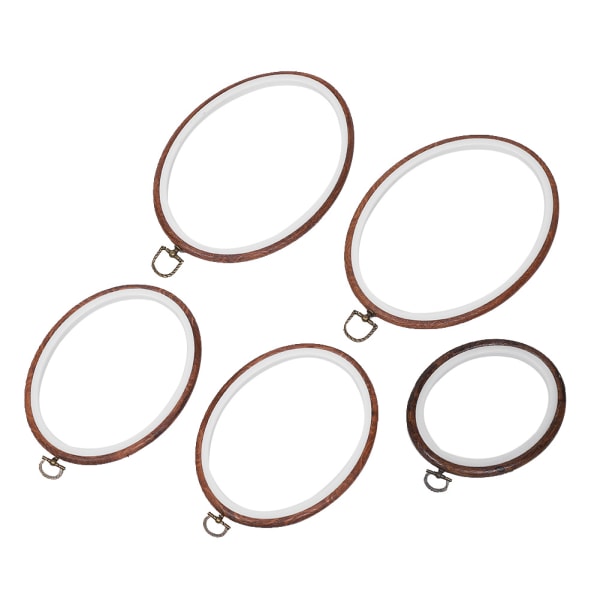 5 st broderbågar Circle Cross&#8209;Stitch Hoop Ring Oval ram Retro DIY-tillbehörsverktyg