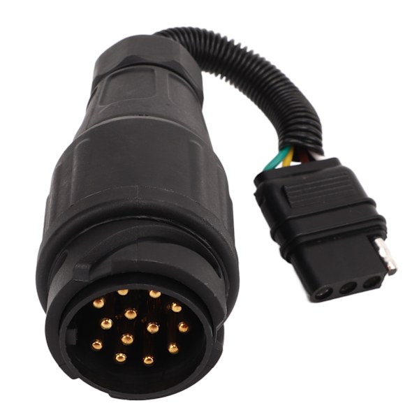 Tilhengerpluggadapter EU 13-veis rund til US 4-veis flat tilhengerkontaktkonverteringsplugg for bobil