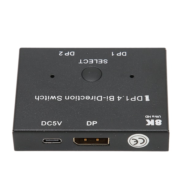 DisplayPort-bryter 2x1/1x2 DisplayPort tosidig bryter Støtter 8K 30Hz 5K 60Hz 4K 120Hz/60Hz for skjerm bærbar PC