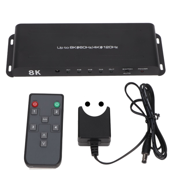 8K HD Switcher 4 In 1 Out 40Gbps 8K 60Hz 4K 120Hz Remote HD Multimedia Switcher for Projector PC 100-240V EU Plug