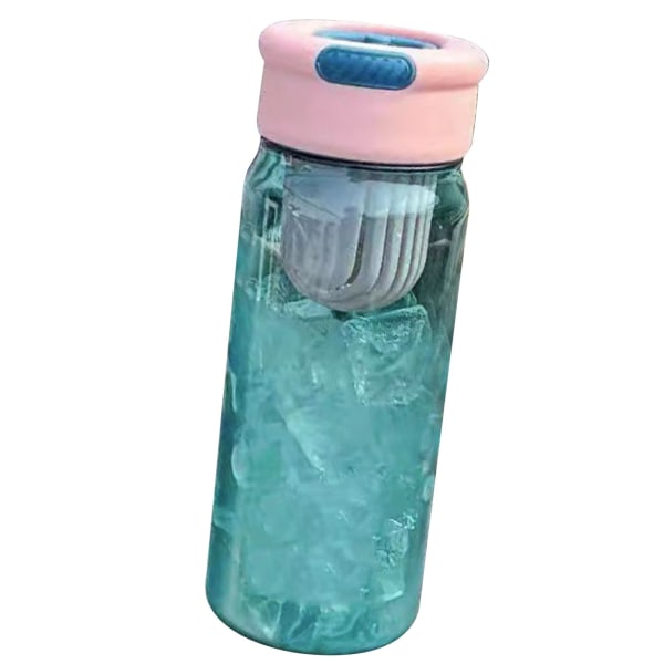 Plast Vattenflaska Inbyggd Tesil Genomskinlig Kropp 650ml Sport Vattenflaska för Kontorspersonal Rosa Lock Blå Kropp