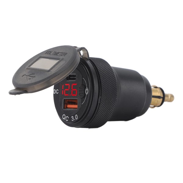 USB Billader QC3.0 PD Port Hurtiglading Strømadapter Lader for 1 2 3 Serie DC12 til 24V EU Grensesnitt Rød