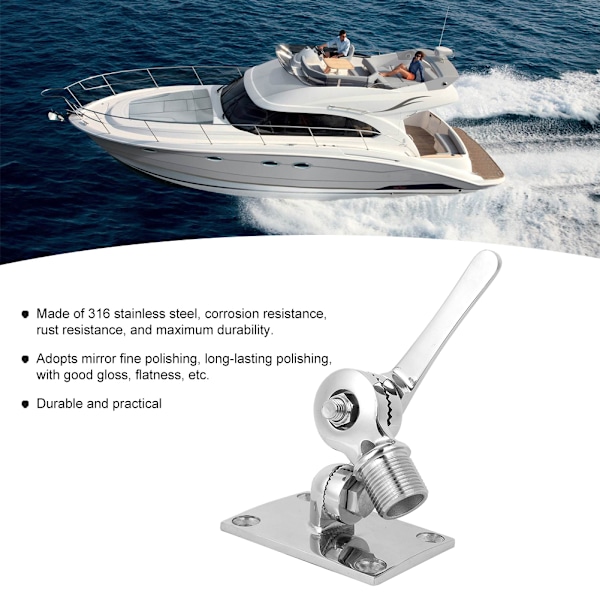 38mm/1,50 tum 316 Rostfritt Stål Marin VHF Antenn Dubbelaxel Justerbar Basmontering Antennbas