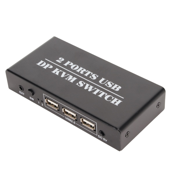 DisplayPort KVM-switch 2 portar 4K 60Hz Dual Mode aluminiumlegering Plug and Play KVM-omkopplare för tangentbordsmus 100‑240V EU-kontakt 100‑240V