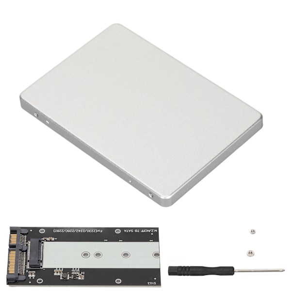 NGFF M.2 till SATA3.0 SSD-kapsling 6Gbps Hög Värmeavledning Ultratunn 2.5in SSD Hårddisk Adapter Box Silver