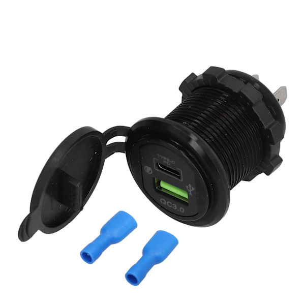 Modificeret Biloplader PD+QC3.0 Smart Hurtig Opladning TPYE C Sort Aluminiumlegeringsskal Grønt Baggrundslys