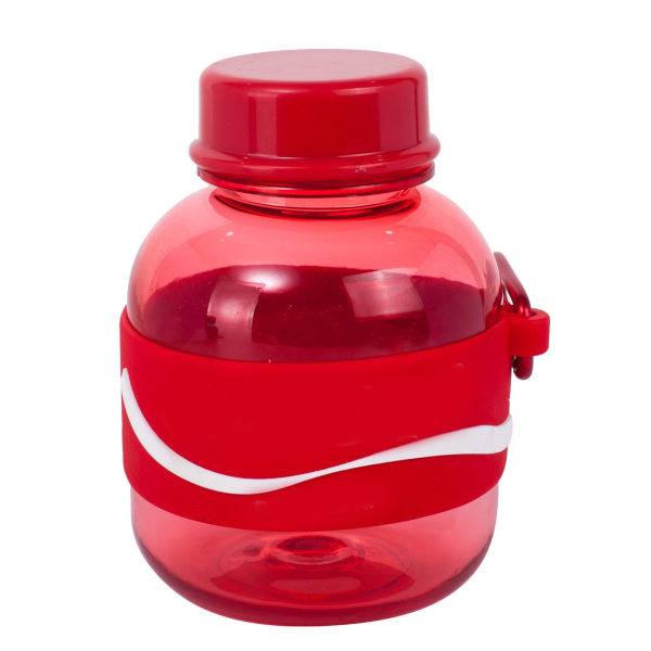 Cute Water Bottle Cartoon Design PC 350ml Capacity Reusable Drinking Water Bottl with Carabiner for Indoor Outdoor Sports Red