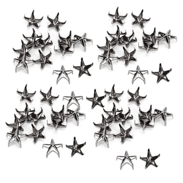 200 stk Stjernenitter 5-spidsede stjerneklonegle DIY-tasker Hatte Dekorationstilbehør 10MMGun Sort