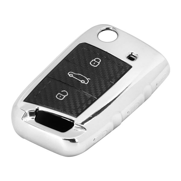 Hiilikuitutyylinen TPU Auton Älyavainkotelon Suojakotelo SEAT Ateca Silverille