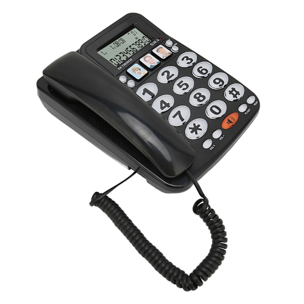 Trådbunden Telefon med Nummerpresentation, Justerbar Ringsignal, Snabbval, Minne, Trådbunden Fast Telefon med Indikator för Hemmakontor - Svart