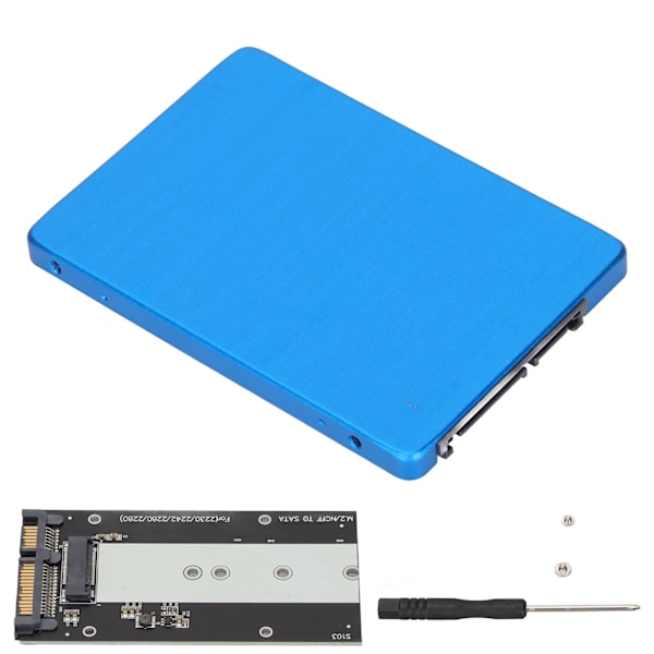 NGFF M.2 till SATA3.0 SSD-kabinett 6Gbps Hög Värmeavledning Ultratunn 2.5in SSD Hårddisk Adapter Box Blå