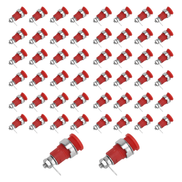 50Pcs Banana Socket 4mm Pure Copper Metal Good Performance High Current Discharge Electrical Test AccessoriesRed