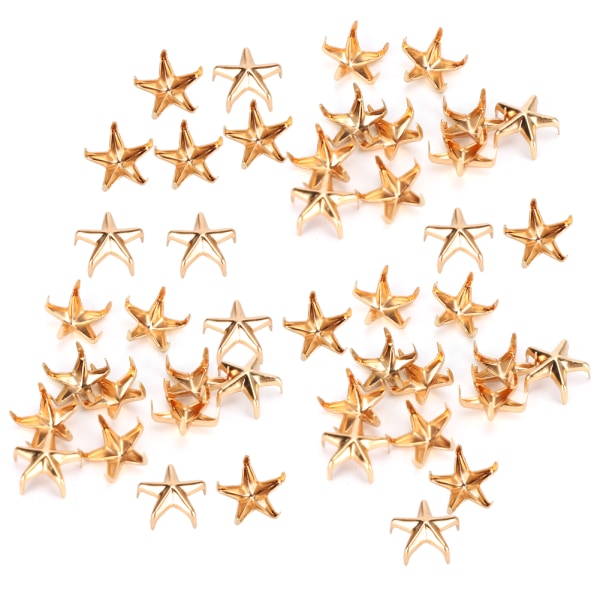 200 stk stjernenagler 5-spissede stjerneklonegler gjør-det-selv-vesker hatter dekorasjonstilbehør 10MMGull