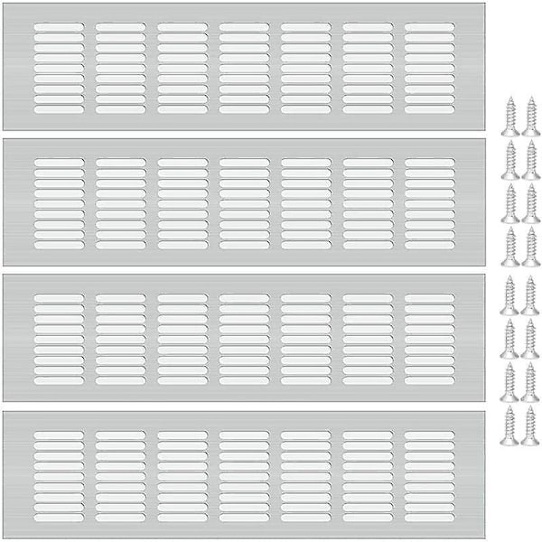 Aluminum Ventilation Grille - Set of 4, Large Size, Rectangular Design for Cabinet and Furnace