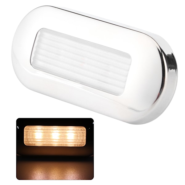 12V DC LED Gångvägsbelysning Oval Form 3 Lamp Pärlor IP67 Vattentät för Marin Båt RV Varmvit