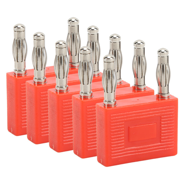 5PCS Dobbel rad bananpluggkontakt Nikkelbelagt kobber 2-veis dobbel bananplugg for høyttalerledninger Rød