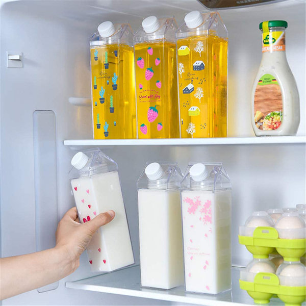 2 st Mjölkförpackningsvattenflaska Plast Klar Läcksäker Mugg Klar Mjölkflaskor för Resa Kontor Skola
