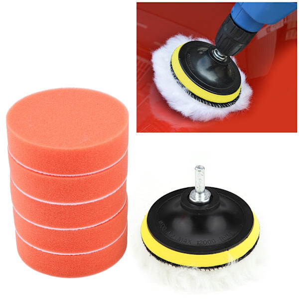 Sienipolerinpad-setti autokiillotukseen - 8 kpl 4 tuumaa adapterilla