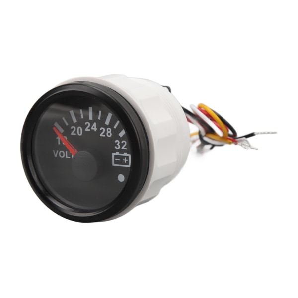 52MM Voltmeter DC 9 till 32V Hög Noggrannhet Snabb Respons Pekarvoltmeter med Bakgrundsbelysning För Husbilar Yacht Fiske Båtar Skepp Svart Urtavla Svart Ram