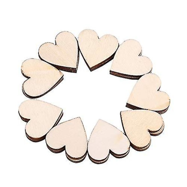 50 st trähjärtan, 5 cm trähantverksformer för bröllopsdekoration, älskar hjärta Gästboktillbehör