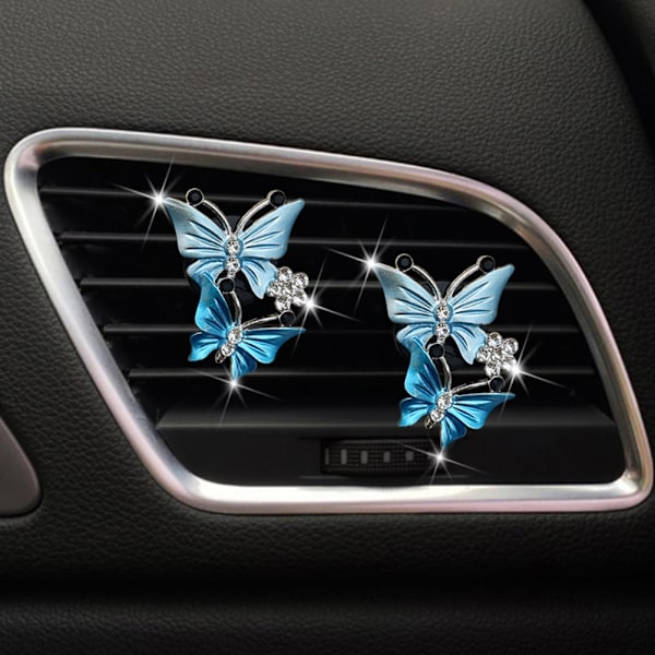 2 kpl Perhosauto Ilmastointiaukon Klipsi Auton Tuoksu Auton Hajotin Ilmanraikastin Strassi Auton Bling-tarvikkeet