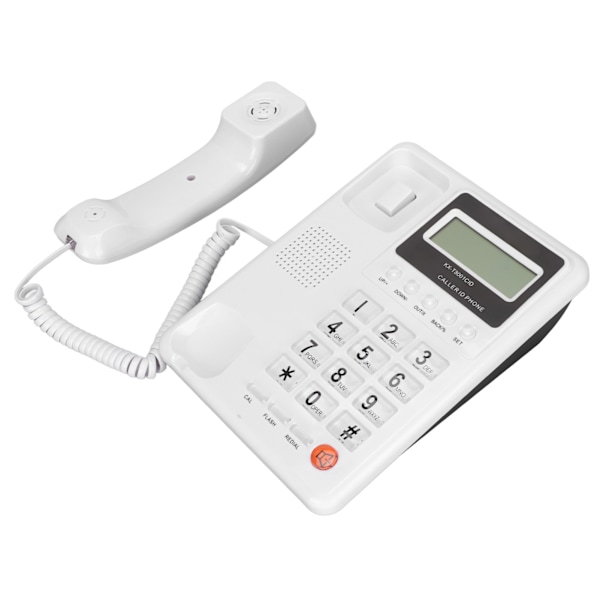 KXT8001CID Sladdtelefon Klassisk FSK DTMF Dubbelsystem Kontor Fast telefon med Nummerpresentation för Hem Hotell (Vit)