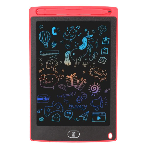 8,5 tums skrivplatta LCD färgglad ritplatta för barn Färgglad Doodle Board-leksak för 1 till 10 år Flickor Pojkar Röd