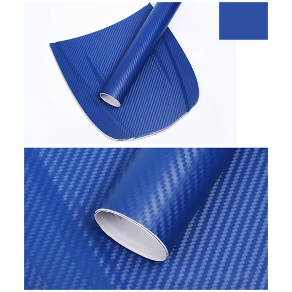 Kulfiber-Style Wrap Film 3D Fortykket Bil Eksteriør Dekorativ Beskyttende Wrap Rulle Klistermærker Dekal Blå 1.52mx60cm
