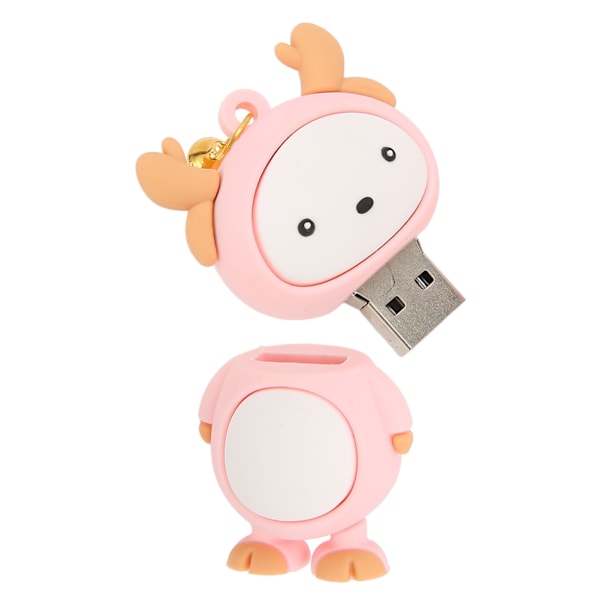 U DISK USB2.0 Gränssnitt Vibrationstålig Portabel Hot Swap Söt Tecknad Stil Minnessticka för Laptop Rosa 64GB