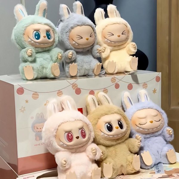 POP MART Labub Monster Series Macaron Plysjdukke Leketøy Blind Box Figur