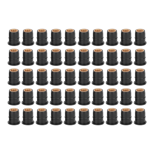 50 st. Gummimutter M6x0.8mm Modifiering för Motorcyklar ATVs Vindrutor Kaross
