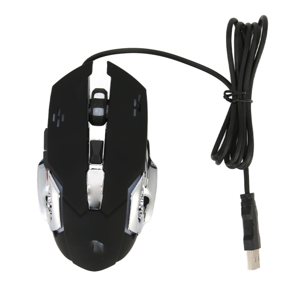 Kablet gamingmus med RGB-baggrundsbelyst 4 justerbar DPI Op til 3600 Ergonomisk USB-optisk computermus med 6 knapper, sort hørbar mus