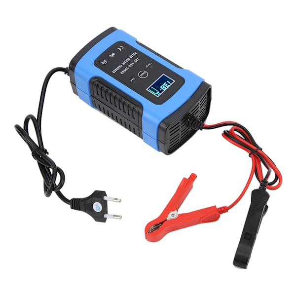 Intelligent 12V/6A motorcykelbatterilader - digitalt display, reparationsværktøj [EU-stik]