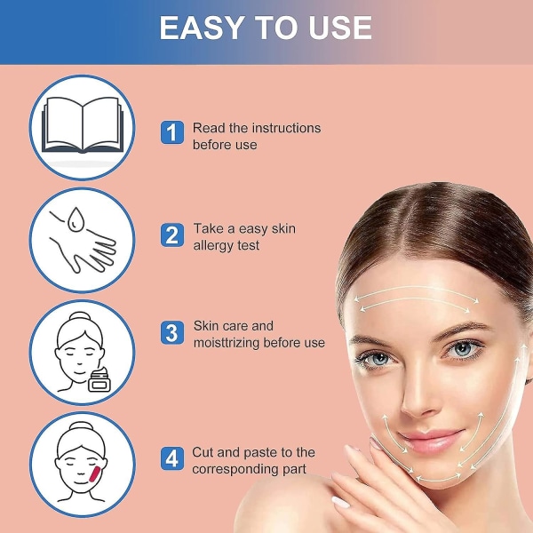 Rosa anti-rynke ansiktsplaster - Eliminer slapp hudløfting