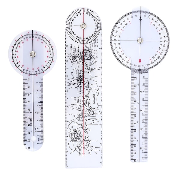 3 kpl 6/8/10 tuuman 360 asteen kulmamittari lääketieteellinen viivain selkärangan goniometri