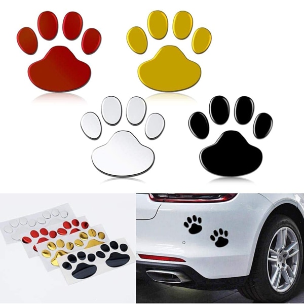 2 stk/sett Bilklistremerke Kult design Paw 3D Animal Dog Foot Prints Footprint Decal Bilklistremerker