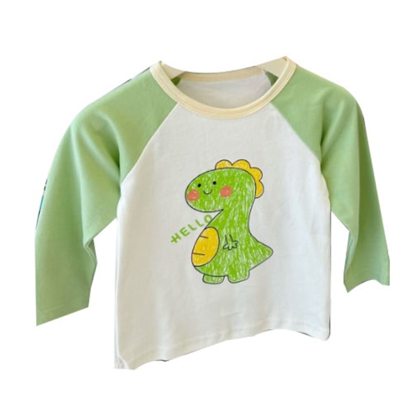 Kid Cartoon T Shirts Green Dinosaur Breathable Soft Skin Friendly Cotton Kid Long Sleeve T Shirts for Toddler 90cm/3.5in