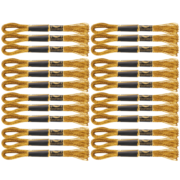24 st broderitråd korsstygn glansigt guld flätad tandtråd handgjorda garn bomullsnystan
