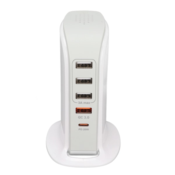 Telefonladestativ Adapter USB Ladestasjon Multiport Ladetårn Stativ Hurtiglading for Mobiltelefon EU Plugg