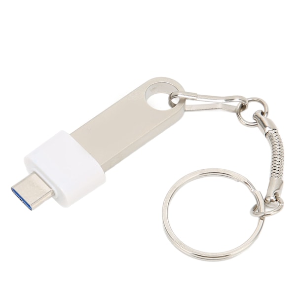 USB-muistitikku Usb2.0 TypeC Matkapuhelin Tietokone Kaksoiskäyttöinen U-levy Nopea Flash-ase avaimenperällä (256 Gt Hopea)