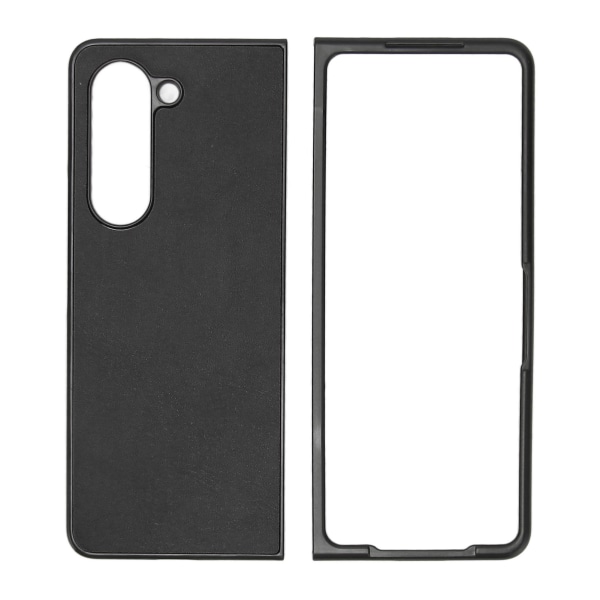 Vikbart phone case Syntetläder Skyddande vikbart phone case för Samsung Galaxy Z Fold 5 Tvåfärgad litchi-mönster svart