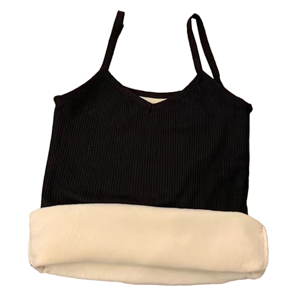 Termisk Tanktop Kvinder Koldbeskyttelse Tykkelse Fleeceforet Spaghettirem Tanktop til Vinter Kold Efterår Sort Fri Størrelse 37,5‑62,5kg / 82,7‑137,8lb