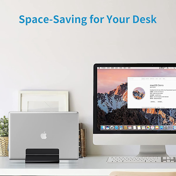 Vertikalt Laptopställ i Aluminium för MacBook Pro/Air, iPad, Huawei MateBook, Surface, HP, Lenovo och Mer