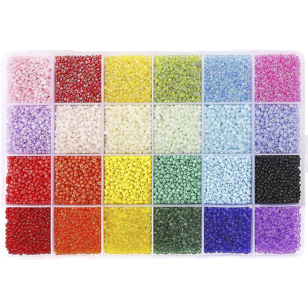 2mm glassfrøperler 24 farger små perlersett