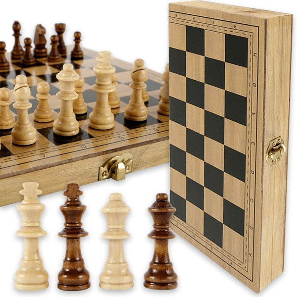 Wooden Chess Game Chess Board Foldable Travel Chess Board for Family Travel Gift for Children and Adults