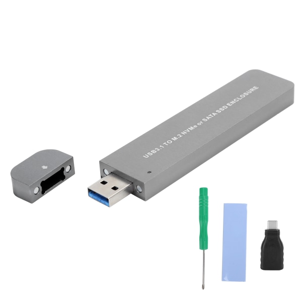 Harddiskboks aluminiumslegering USB3.1 til M.2 NVME/SATA SSD-kabinet netværksadapter LM-915