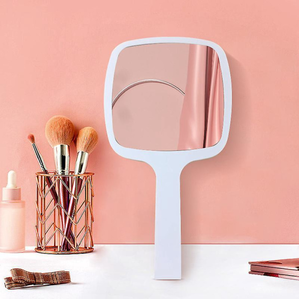 Bærbart firkantet makeup-spejl - professionelt håndspejl til frisør- og familiebrug (1 stk, hvid, 9*16 cm)