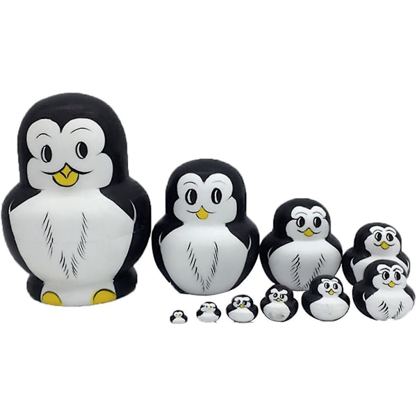 Wooden Penguin Russian Dolls Set of 10